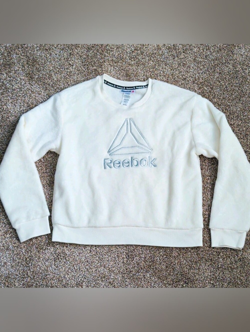 Reebok Girls White Logo Crewneck Sweater
